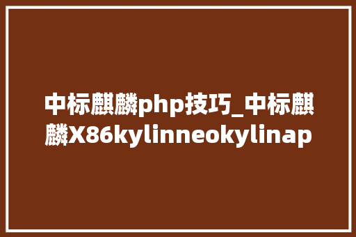 中标麒麟php技巧_中标麒麟X86kylinneokylinapachephp容器化情形支配