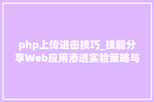 php上传进击技巧_技能分享Web应用渗透实验策略与方法研究总结之文件上传进击