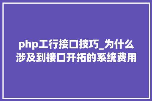 php工行接口技巧_为什么涉及到接口开拓的系统费用高周期长