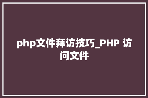 php文件拜访技巧_PHP 访问文件