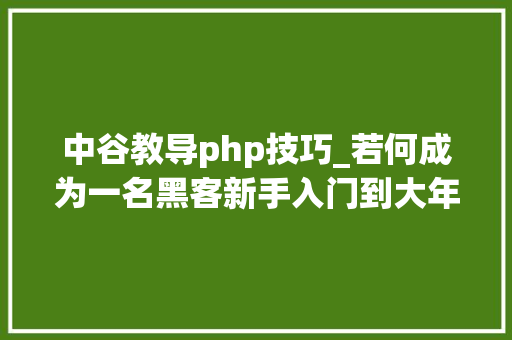 中谷教导php技巧_若何成为一名黑客新手入门到大年夜师全集