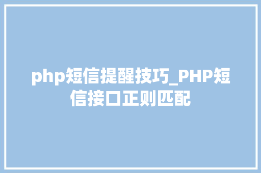 php短信提醒技巧_PHP短信接口正则匹配