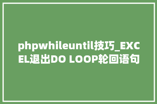 phpwhileuntil技巧_EXCEL退出DO LOOP轮回语句｜untilwhile