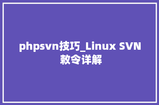 phpsvn技巧_Linux SVN 敕令详解