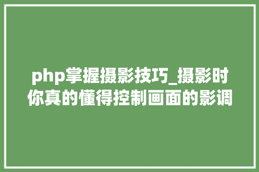 php掌握摄影技巧_摄影时你真的懂得控制画面的影调吗
