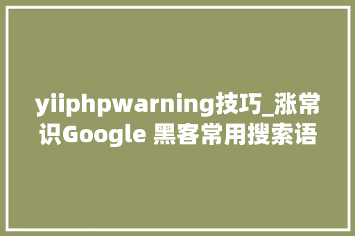 yiiphpwarning技巧_涨常识Google 黑客常用搜索语句一览  原力计划