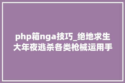 php箱nga技巧_绝地求生大年夜逃杀各类枪械运用手感