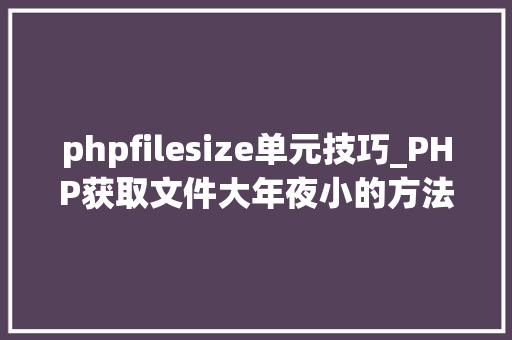 phpfilesize单元技巧_PHP获取文件大年夜小的方法详解附视频