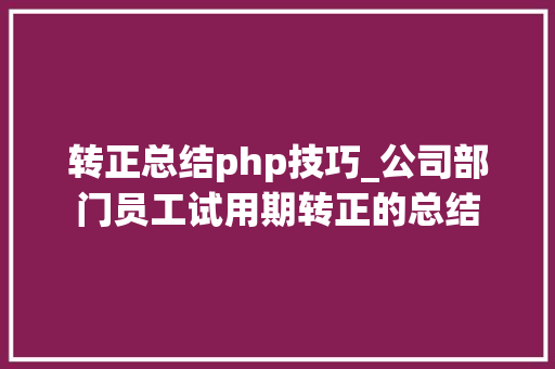 转正总结php技巧_公司部门员工试用期转正的总结
