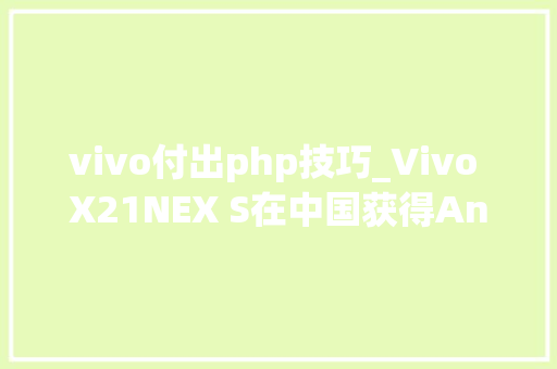 vivo付出php技巧_Vivo X21NEX S在中国获得Android Pie测试版