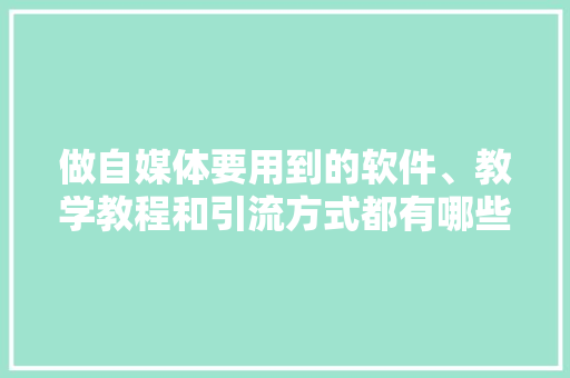 做自媒体要用到的软件、教学教程和引流方式都有哪些「」