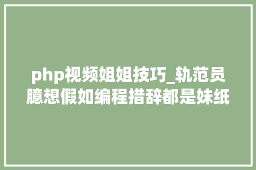 php视频姐姐技巧_轨范员臆想假如编程措辞都是妹纸娶哪个好