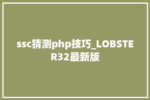 ssc猜测php技巧_LOBSTER32最新版