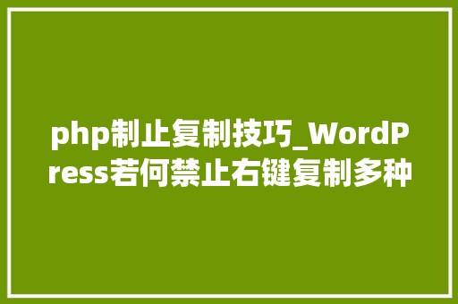 php制止复制技巧_WordPress若何禁止右键复制多种方法