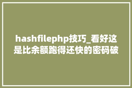 hashfilephp技巧_看好这是比余额跑得还快的密码破解器