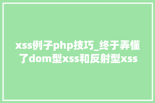 xss例子php技巧_终于弄懂了dom型xss和反射型xss的差异