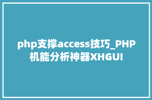 php支撑access技巧_PHP机能分析神器XHGUI