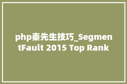 php秦先生技巧_SegmentFault 2015 Top Rank