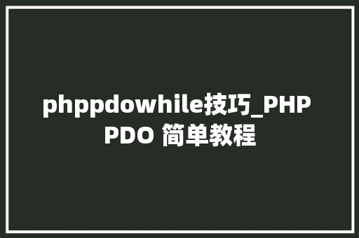 phppdowhile技巧_PHP PDO 简单教程