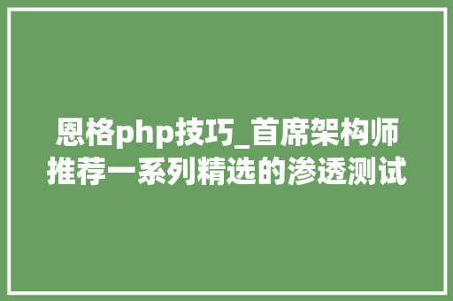 恩格php技巧_首席架构师推荐一系列精选的渗透测试本钱对象和其他的器械