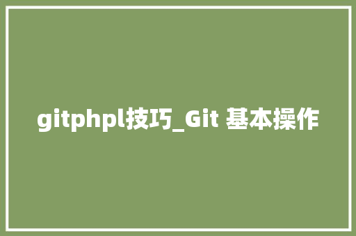 gitphpl技巧_Git 基本操作