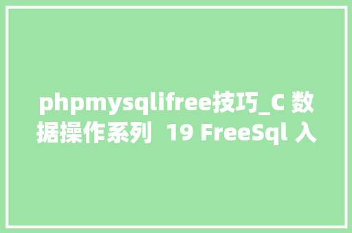 phpmysqlifree技巧_C 数据操作系列  19 FreeSql 入坑介绍长篇警告