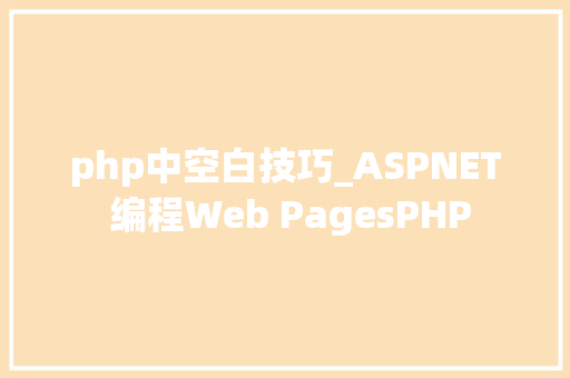 php中空白技巧_ASPNET 编程Web PagesPHP