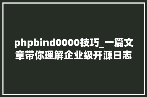 phpbind0000技巧_一篇文章带你理解企业级开源日志平台ELK的架构和搭建