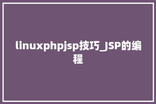 linuxphpjsp技巧_JSP的编程