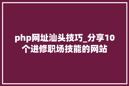 php网址汕头技巧_分享10个进修职场技能的网站