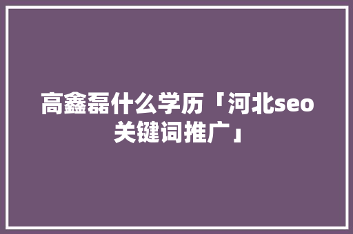 高鑫磊什么学历「河北seo关键词推广」