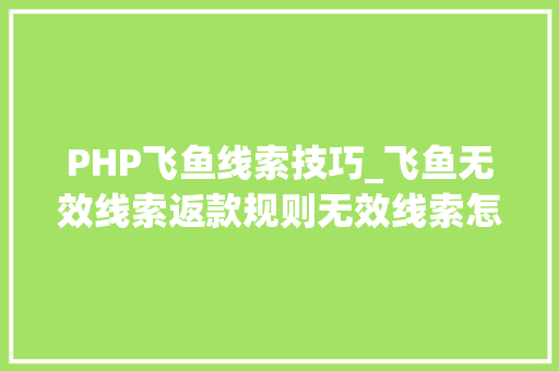 PHP飞鱼线索技巧_飞鱼无效线索返款规则无效线索怎么返款信息流开户