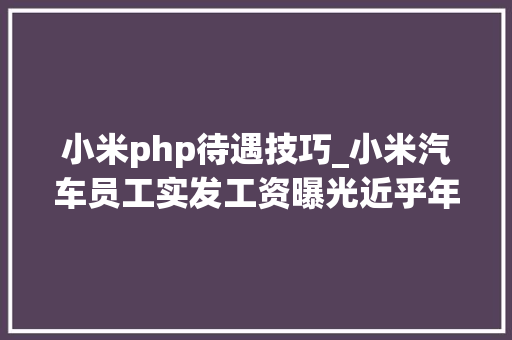 小米php待遇技巧_小米汽车员工实发工资曝光近乎年入百万OpenAI或转变为营利性公司Windows Recall被推迟宣告  极客头条