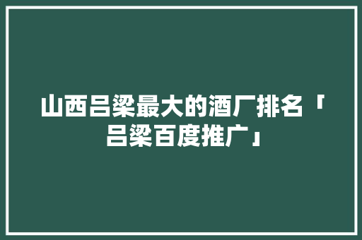 山西吕梁最大的酒厂排名「吕梁百度推广」