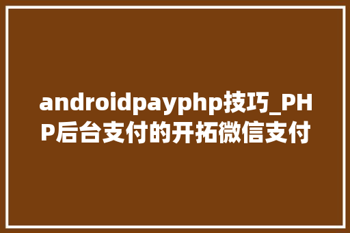 androidpayphp技巧_PHP后台支付的开拓微信支付和支付宝支付
