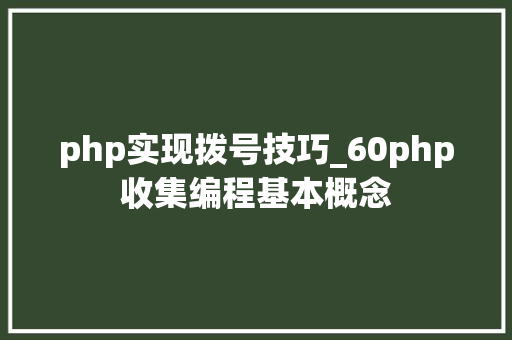 php实现拨号技巧_60php收集编程基本概念
