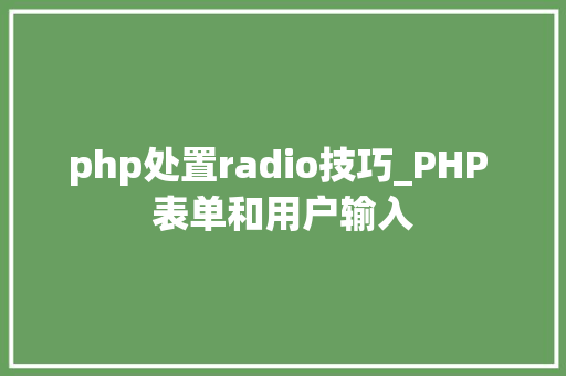 php处置radio技巧_PHP 表单和用户输入