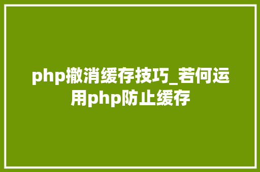 php撤消缓存技巧_若何运用php防止缓存