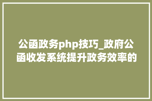 公函政务php技巧_政府公函收发系统提升政务效率的重要对象
