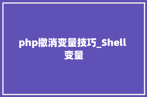 php撤消变量技巧_Shell 变量