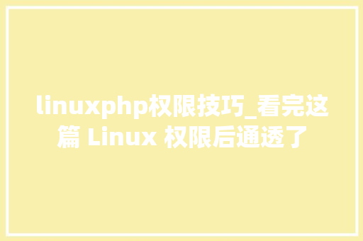 linuxphp权限技巧_看完这篇 Linux 权限后通透了