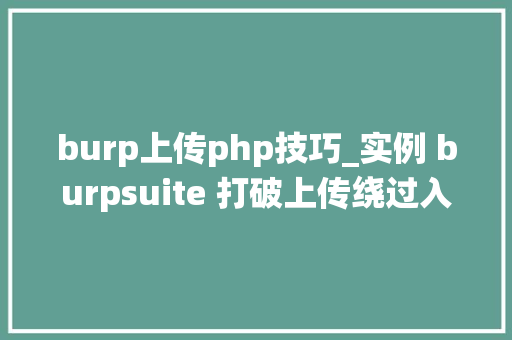 burp上传php技巧_实例 burpsuite 打破上传绕过入侵做事器