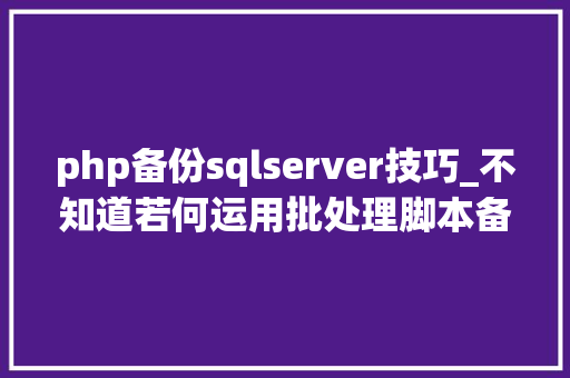 php备份sqlserver技巧_不知道若何运用批处理脚本备份SQL Server数据库看这里