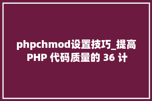 phpchmod设置技巧_提高 PHP 代码质量的 36 计
