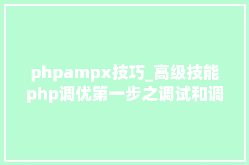 phpampx技巧_高级技能php调优第一步之调试和调优对象xdebug