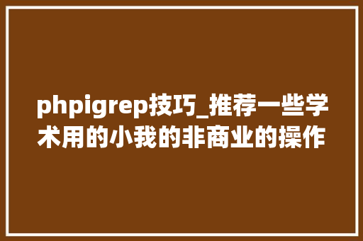 phpigrep技巧_推荐一些学术用的小我的非商业的操作系统