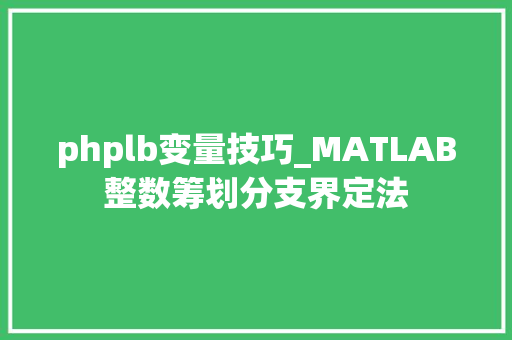 phplb变量技巧_MATLAB整数筹划分支界定法
