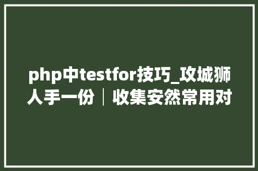 php中testfor技巧_攻城狮人手一份│收集安然常用对象汇总