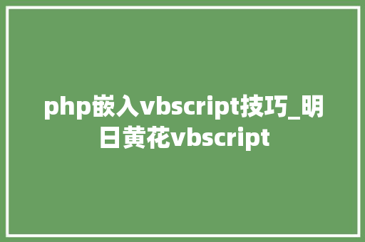 php嵌入vbscript技巧_明日黄花vbscript