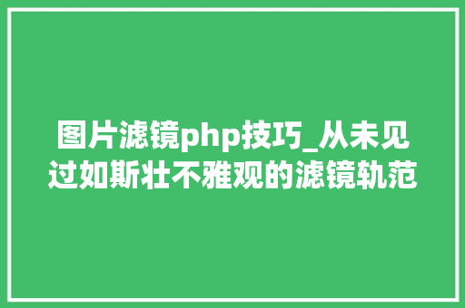 图片滤镜php技巧_从未见过如斯壮不雅观的滤镜轨范 照片变成名画